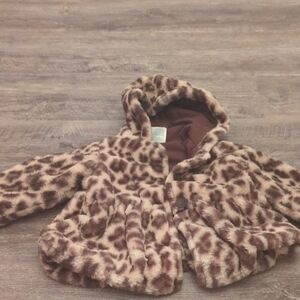 First Impressions Brown Leopard Print Pea Coat